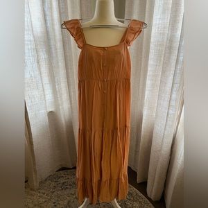 August Sky peach colored maxi dress
